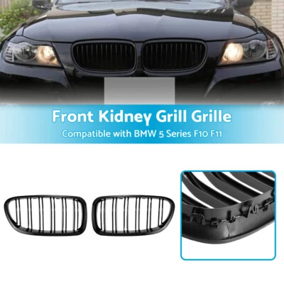 Bumper Bar Grill Grille Bodykit Suitable For BMW 5 Series F10 F11 Gloss Black - image 1 of 4