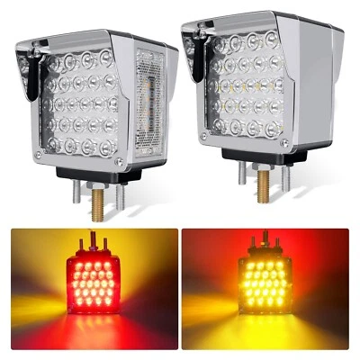 NEALIA Square Pedestal Fender Lights, 60 LED Double Face Turn Signal Light for Semi ...