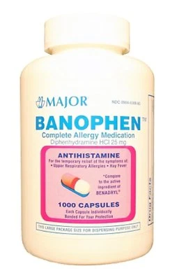 Diphenhydramine HCL 25mg (Generic Benadryl) 1000 caps Exp. Oct 2027 - Image 1 of 4