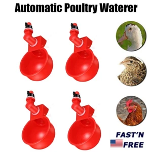 4pcs Chicken Automatic Waterer Cups Poultry Drinker Waterer Duck Quail Hen USA - Picture 1 of 11