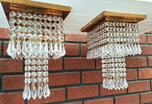 PAIR OF STRASS CRYSTAL MINI CHANDELIERS..VINTAGE - Picture 1 of 7