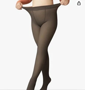 Women Pantyhose Warm Thick Fleece Lined Tights Slim Stretchy Waist Bronze S/M - Picture 1 of 7
