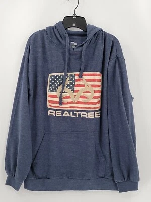Realtree Mens Size XL Color Blue Long Sleeve Graphic/Pockets Drawstring Hoodie - Image 1 of 4