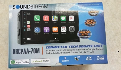 Soundstream VRCPAA-70M 2DIN 7" Bluetooth USB Car Stereo w Android Auto & Carplay - Image 1 of 4