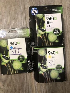 New HP 940XL Black, Yellow & Cyan Ink Cartridges exp 2015-2019 - Picture 1 of 5