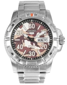 SEIKO 5 Sports SRP221K1 Automatic Watch Camouflage Steel Silver Army 4R36 - Picture 1 of 2