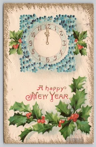 Postcard  New Year Greetings Clock - Picture 1 of 2