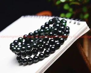 Fashion New 6/8/10mm Green Sandstone Gems Round Beads Three Loop Bracelet 23" - Picture 1 of 12