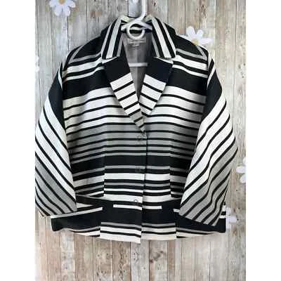 Blazer para mujer Coldwater Creek 16 negro plata blanco metálico blanco mezcla de lana Foto 1 de 4