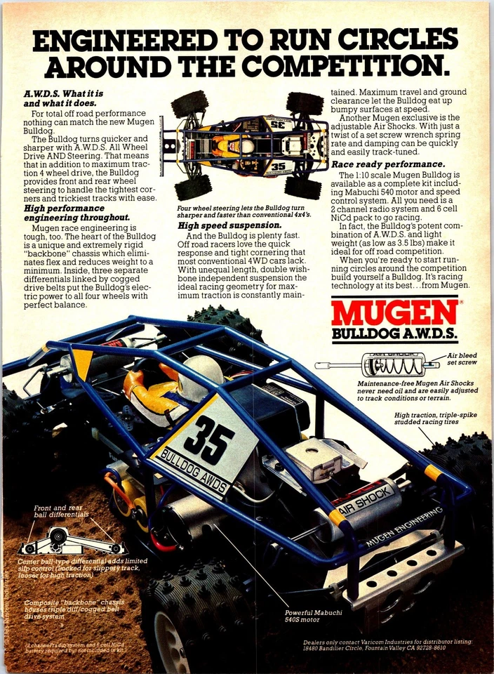 Mugen Bulldog AWDS RC Car Print Ad Ephemera Wall Art Decor 1/10 Competition - Image 1 of 1