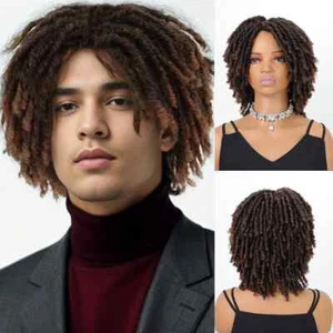 Ombre Brown Dreadlock Wig Crochet Twist Curly Synthetic Hair for Black Women - Picture 1 of 12