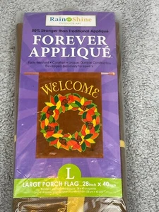 FALL WREATH Rain or Shine Large Fall Season Porch Art Flag 28" x 40" - Picture 1 of 6