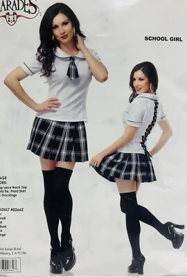 School Girl Sexy Catholic Boarding Prep Fancy Dress Up Halloween Adult Costume - Image 1 of 2