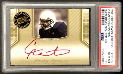 Cam Newton RC Auto 2011 Press Pass Saturday Signatures Red Ink PSA 10 Pop 1 - Image 1 of 4
