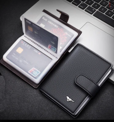 Septwolve Hombres Mujeres Cuero de Vaca Cartera Monedero Estuche de Identificación Tarjeta Bolso Negro 3074231-01 Foto 1 de 4