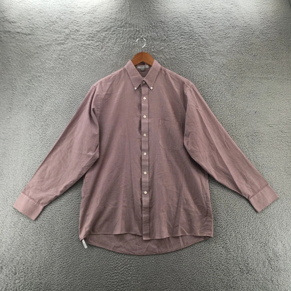 Camisa de Vestir Geoffrey Beene Abotonada Para Hombre Grande Borgoña Años 80 2 Capas Pinpoint Foto 1 de 4