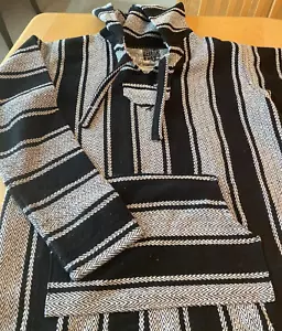 Original Senor Lopez Hoodie Poncho Rug Sweatshirt BLACK & WHITE Size SMALL - Picture 1 of 3
