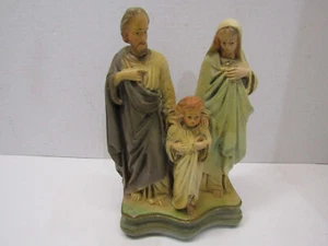 OLD RELIGIOUS CHALKWARE JESUS MARY JOSEPH STATUE - Picture 1 of 5