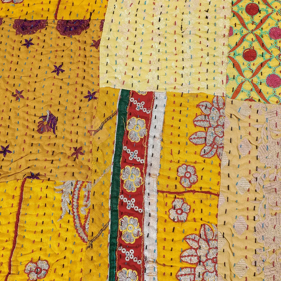 2 PIEZAS CORTINA KANTHA ALGODÓN VINTAGE INDIO CORTINA VENTANA DECORACIÓN PUERTA PESADA CORTINA Foto 1 de 1