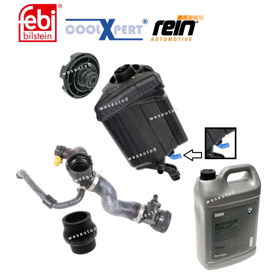 For BMW 740i 740Li Coolant Tank Cap Upper Lower Hose Sensor Antifreeze 6pcs OES - Image 1 of 1