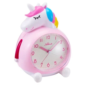 Atlanta Réveil pour Enfants Avec Mouvement Silencieux Licorne Rose/Blanc - Picture 1 of 1