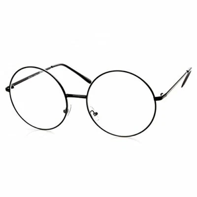 TRIXES Round Metal Clear Glasses NEW Black Round Glasses Retro Sixties Style