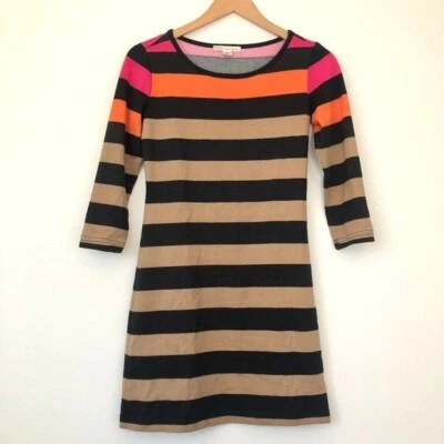 Vestido Suéter DEREK HEART Negro Marrón Rosa Rayas Manga 3/4 Cambio JUNIORS Pequeño Foto 1 de 4