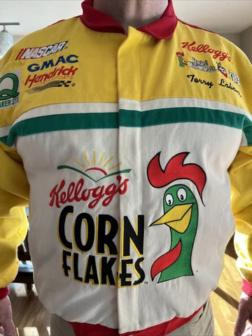 NASCAR Kellogg's Racing Jacket Terry Labonte #5 Vintage Yellow/White/Red Sz L Cover