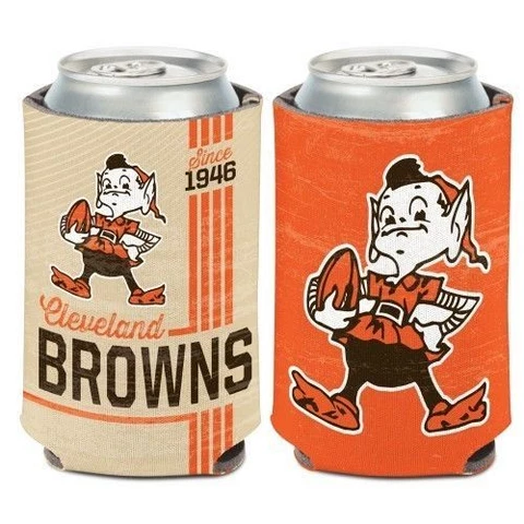 CLEVELAND BROWNS CLASSIC LOGO BROWNIE ELF NEOPRENE CAN BOTTLE COOZIE COOLER Cover