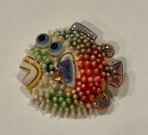 CYNTHIA CHUANG MODERNIST PORCELAIN PUFFER FISH JEWELRY 10 SO CUTE!! - Picture 1 of 7
