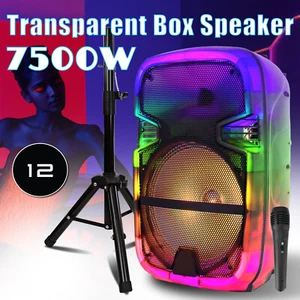 7500W Portable 12” Bluetooth Party Speaker Blazing Powerful Sound w/ Mic & Stand - Picture 1 of 13