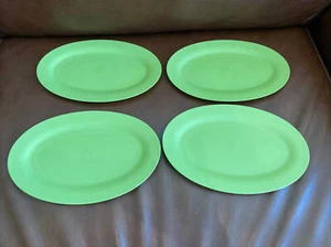 (4) Tupperware Serenity Design Green Essentials Oval Plates Avocado Green  #3455 - Picture 1 of 7