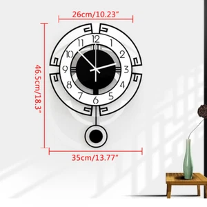 Relojes de pared grandes oscilantes modernos moda nórdica silencioso reloj de péndulo sala de estar - Imagen 1 de 19
