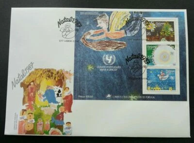 [SJ] Portugal Children's Drawings 1987 Cartoon Painting Art (miniature FDC) - Image 1 of 4