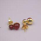 Pure S925 Sterling Silver Red Agate Women Lucky Gourd Bead Earrings Stud