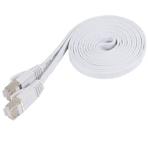 Cavo piatto Cat7 patch di rete Ethernet premium (25 piedi) - bianco - Foto 1 di 2