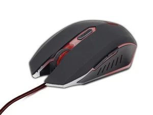 GAMING MOUSE 6 BUTTON RED WIRED OPTICAL ADJUSTABLE GEMBIRD MOUSE 2400 DPI - Picture 1 of 3