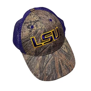 LSU Tigers Mossy Oak Camo And Purple Mesh Snap Back Women’s Baseball Cap - Picture 1 of 7
