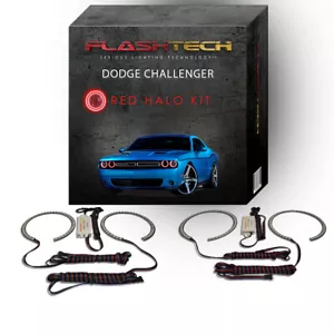 Kit de halo de faros LED ojo de ángel rojo para faros Dodge Challenger 2015-2023 - Imagen 1 de 3