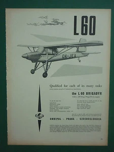 1959 PUB AVION OMNIPOL PRAHA L 60 BRIGADYR OK-JEA AIRCRAFT FLUGZEUG ORIGINAL AD - Imagen 1 de 1