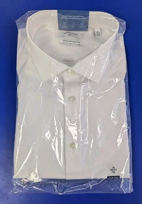Mens Calvin Klein Slim Fit Non-Iron Dress Shirt 18 36/37 (2XL Tall) White NWT - Image 1 of 4