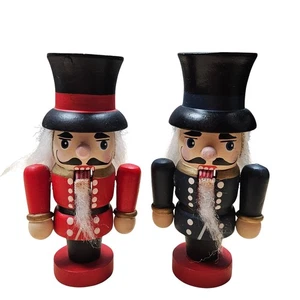 Pair of 5" Nutcracker Soldier Figurine  Wooden Christmas Decor Christmas Holiday - Picture 1 of 6