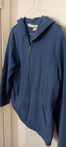 Appleseeds Blue Fleece Hoodie Jacket Cotton Blend L/S Zip Women XL - Picture 1 of 3