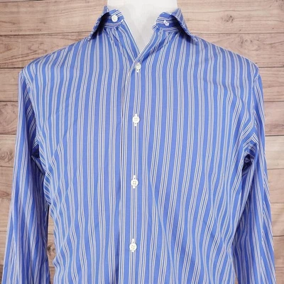 Brooks Brothers Shirt Mens 15.5-32 Blue Striped Slim Fit French Cuff Dress - Image 1 of 4
