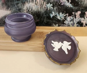 Vintage 1960’s Rapture cream sachet by Avon. Purple glass, white doves. Empty - Picture 1 of 5