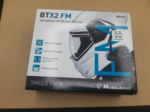 Midland BTX2 FM Advanced Intercom System Single Motorcycle Motorbike Helmet - Picture 1 of 11