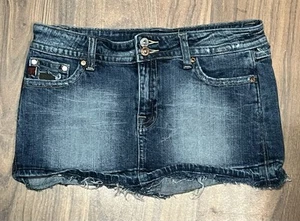 Miss Me Denim Mini J53108 Skirt Large Distressed Camo Pockets Fold Over Pocket - Picture 1 of 8