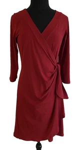 Papillon Blanc Dress Womens Size Large Red Knee Length Side Wrap Slim Fit Dress - Bild 1 von 15