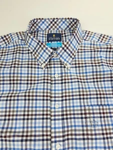Camisa Stafford Calce Regular Talla XL 17-17.5 32-33 Para Hombres Blanca Ciruela Azul Cuadros Nueva con Etiquetas - Imagen 1 de 10