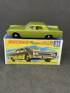 Matchbox Lesney #31 Custom Transitional Lincoln ruedas regulares con caja de reproducción. - Imagen 1 de 7